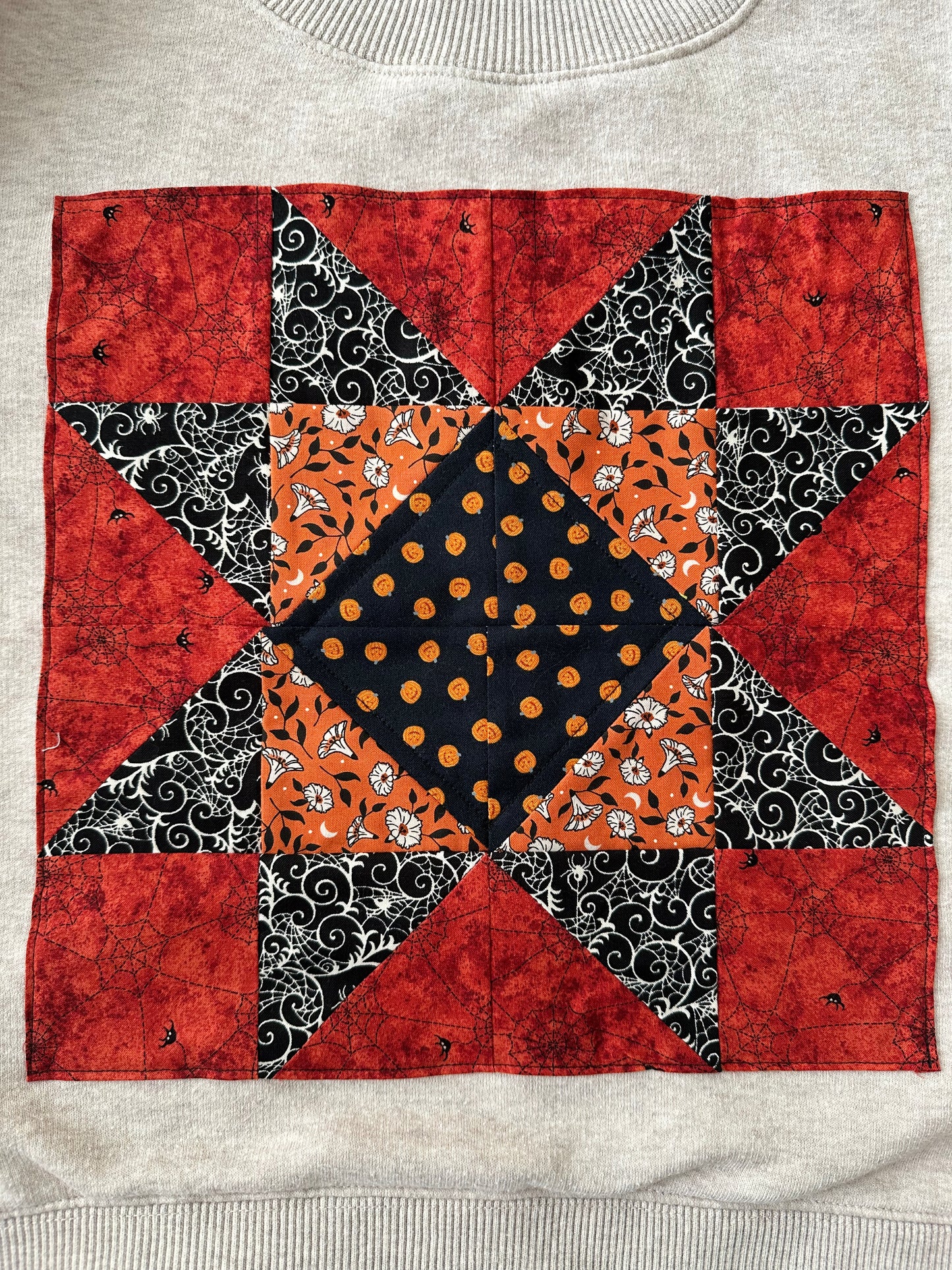 Quilt Block Sweatshirt (Spider webs)